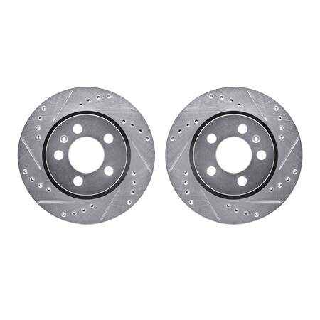 Dynamic Friction Co Rotors-Drilled and Slotted-SilverZinc Coated, 7002-74047 7002-74047
